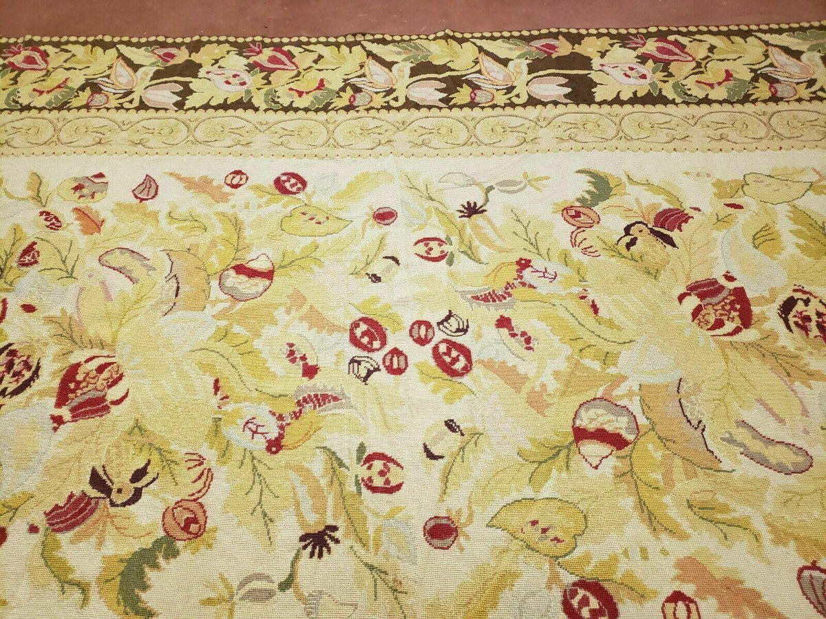 9' X 11' Handmade Chinese Needlepoint Wool Floral Rug Carpet Rose Garden Chic - Jewel Rugs, view 4