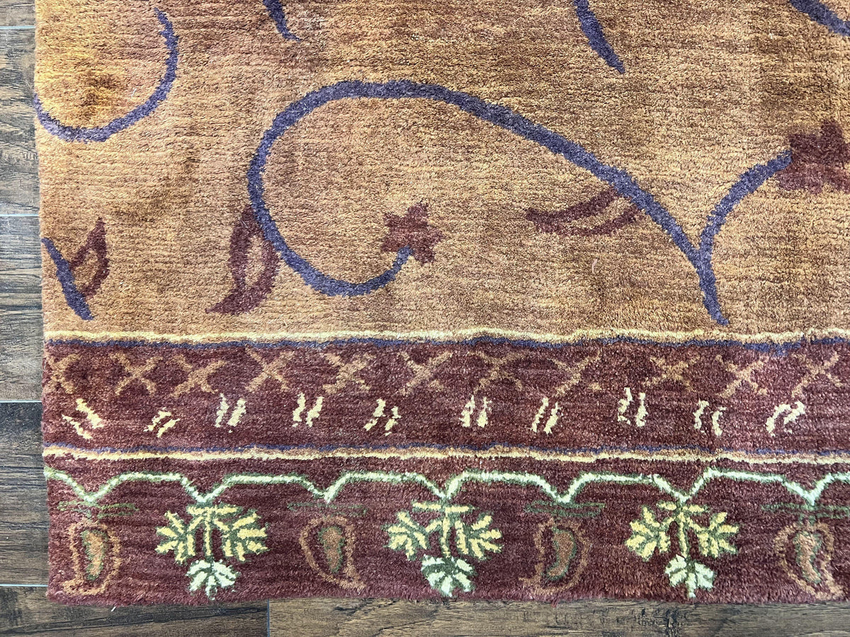 Pottery Barn Rug 5x8, Vintage Hand Tufted Carpet, Wool and Silk, Rust & Maroon - Jewel Rugs, view 9