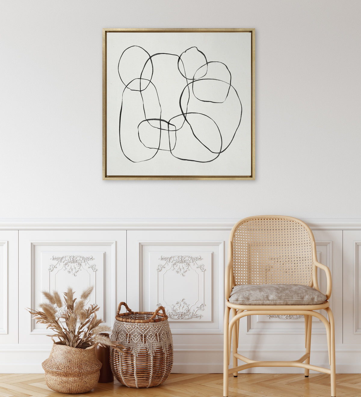 Sylvie Dancing Circles Framed Canvas by Teju Reval
