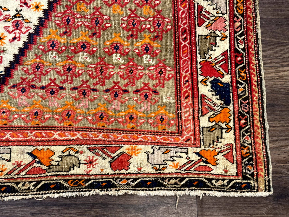 Antique Persian Malayer Rug 4x7, Tribal Senneh Carpet, Geometric, Diamond Design - Jewel Rugs, view 9
