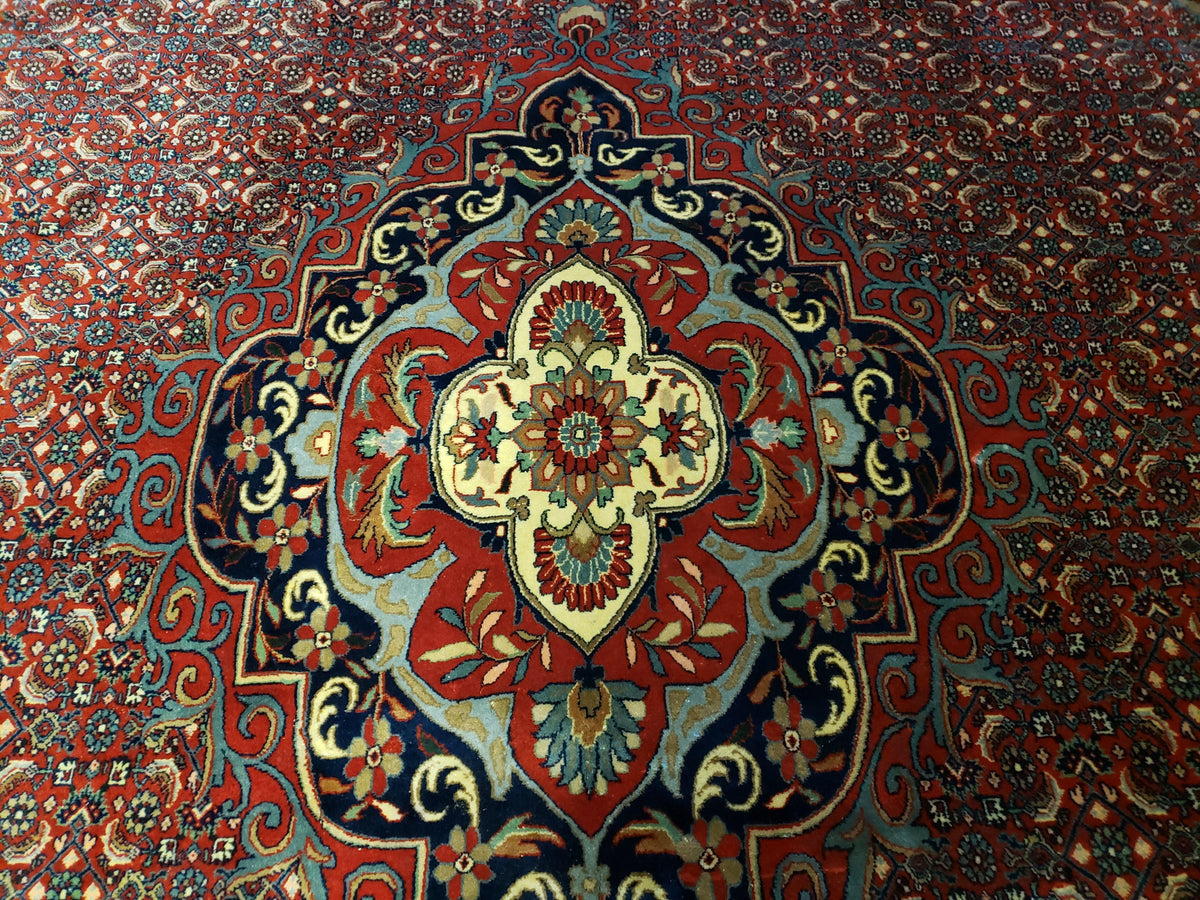 Indian Rug 9x12 Red Indo Bidjar Rug 9x12 Vintage Rug Allover Pattern Medallion Rug Wool Rug Nice Persian Design - Jewel Rugs, view 12