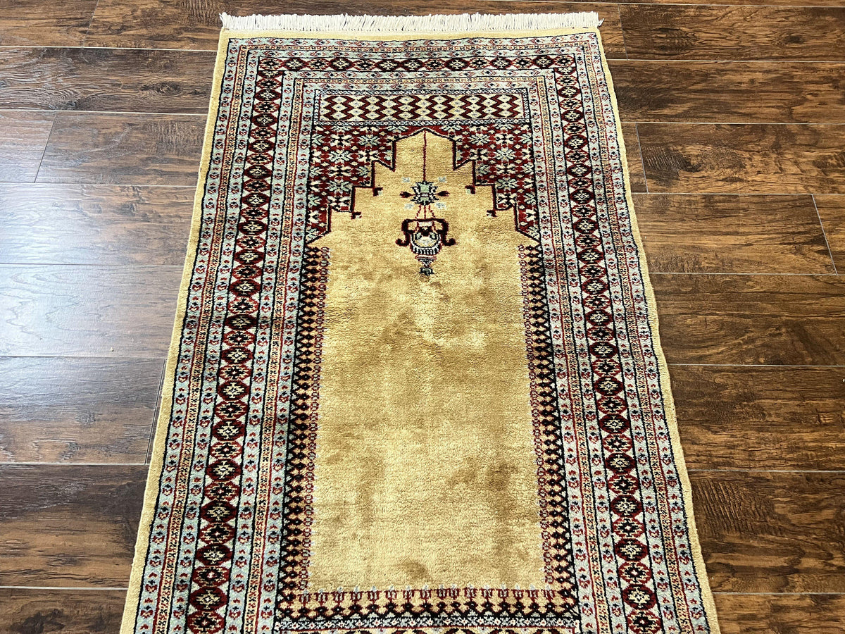Bokhara Prayer Rug 3x5, Pakistani Turkoman Carpet, Tan, Handmade Vintage Wool Carpet - Jewel Rugs, view 13