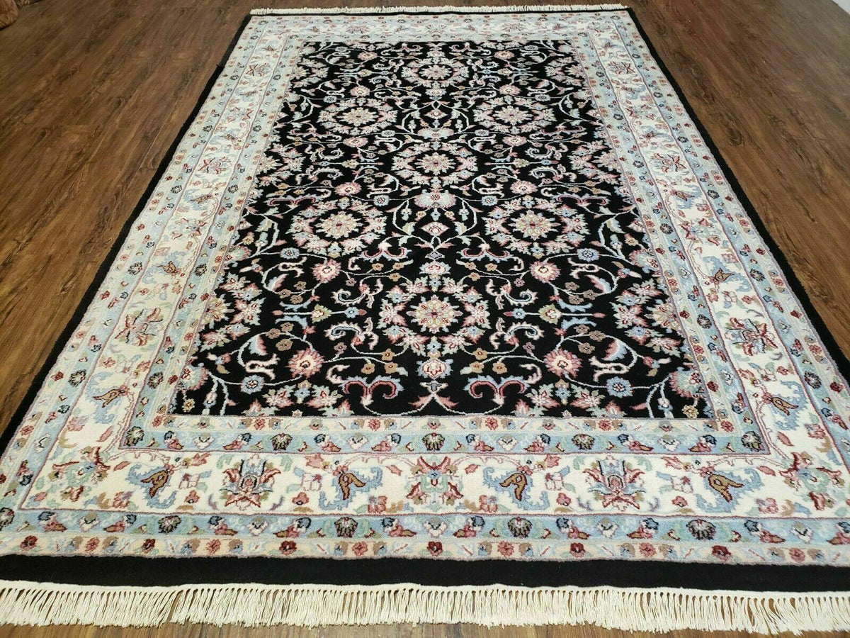 6' X 9' Handmade Indian Agra Wool Rug Carpet Vegetable Dyes Black - Jewel Rugs, view 2