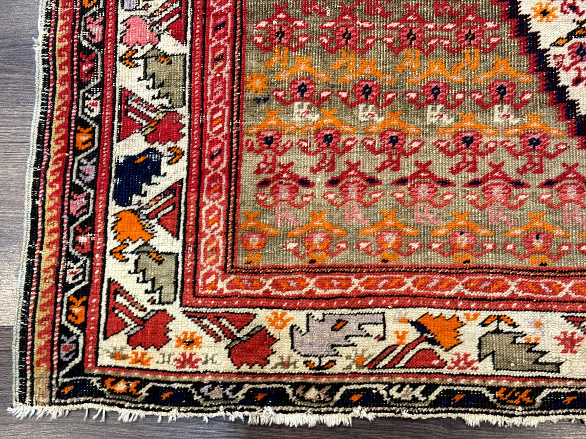 Antique Persian Malayer Rug 4x7, Tribal Senneh Carpet, Geometric, Diamond Design - Jewel Rugs, view 8