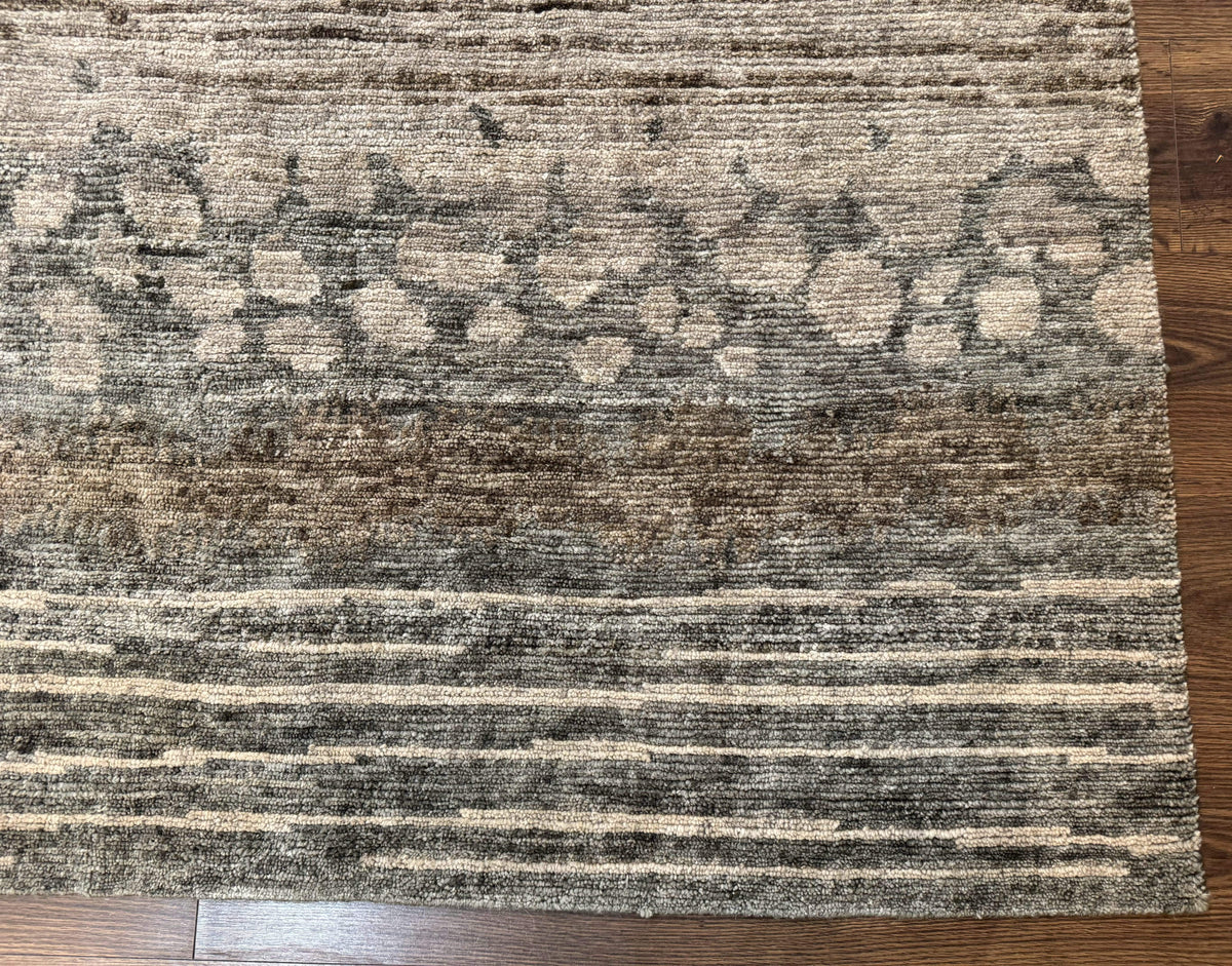 Modern Tibetan Wool Rug 8x10, Abstract, Contemporary, Handmade, Gray, Stripes - Jewel Rugs, view 10
