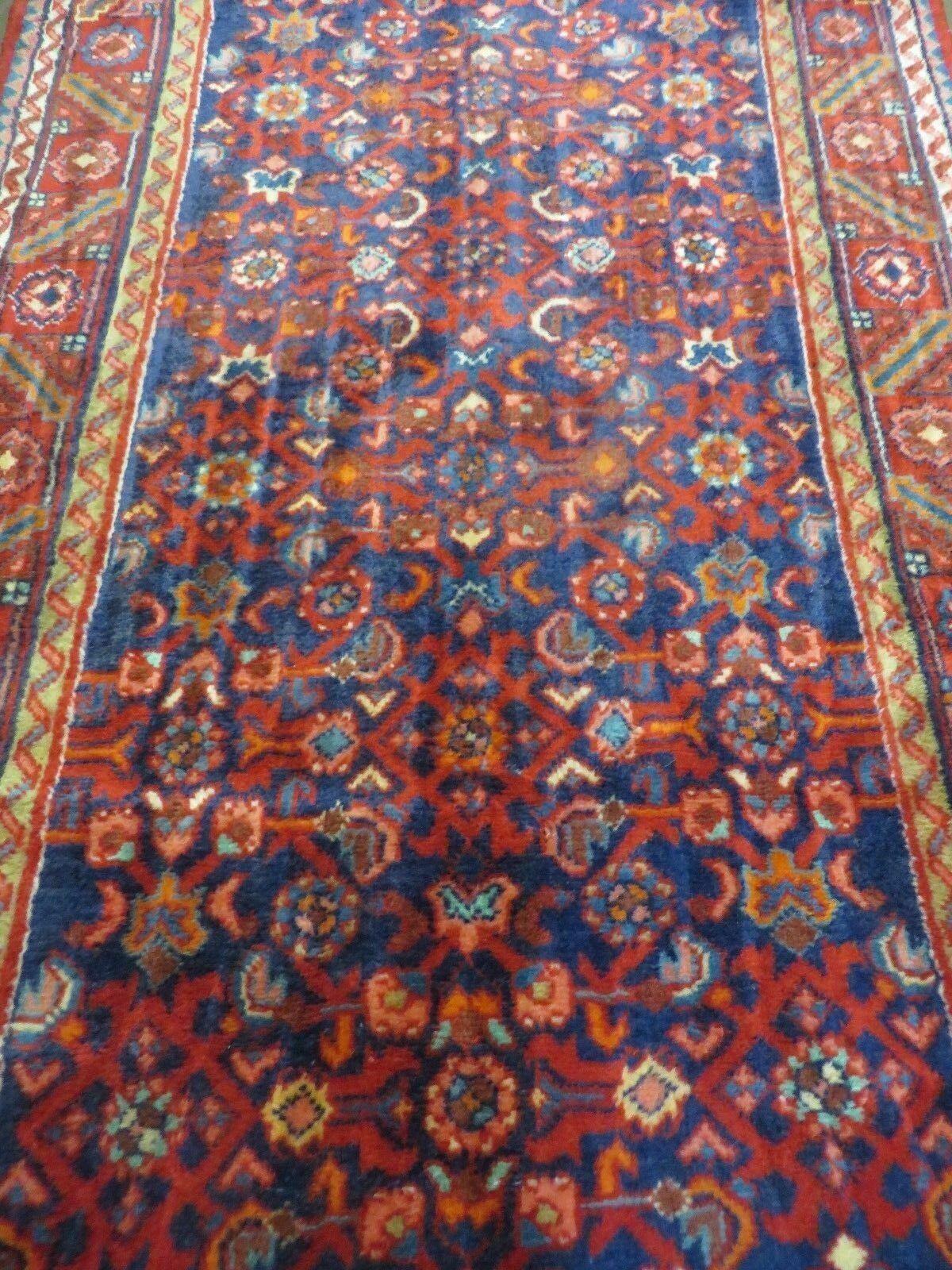 3' 6" X 10' 4" Antique Handmade India Floral Oriental Wool Runner Rug # 128 - Jewel Rugs, view 5