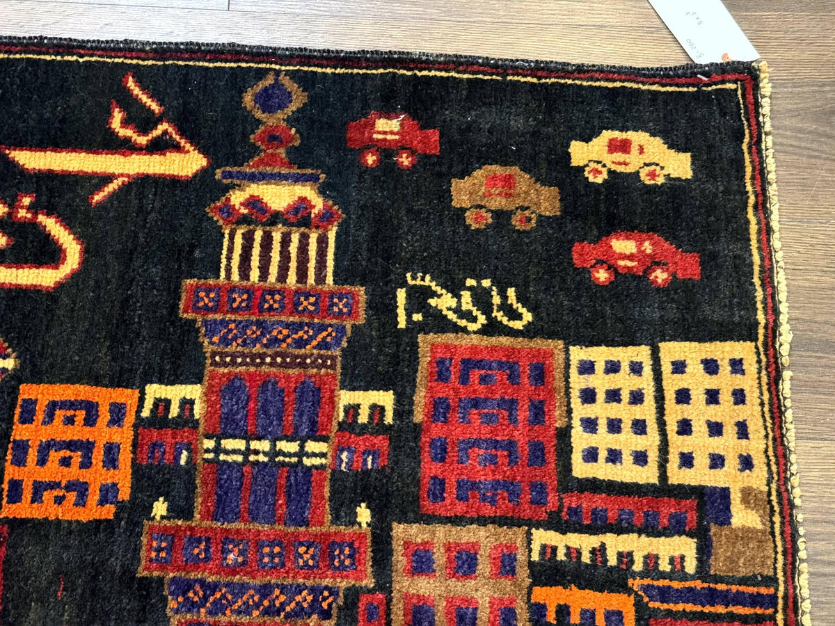 Balouch Rug 3x5, City Pictorial, Afghan Rug - Jewel Rugs, view 7