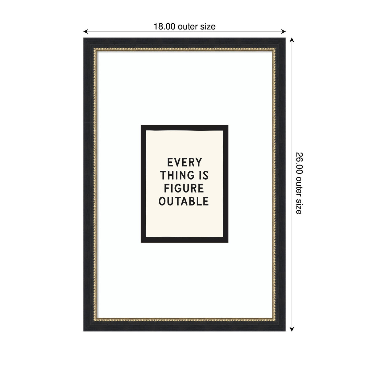 Everything is Figureoutable Positive Quote Black and White by Lucky Guava Framed Wall Art Print