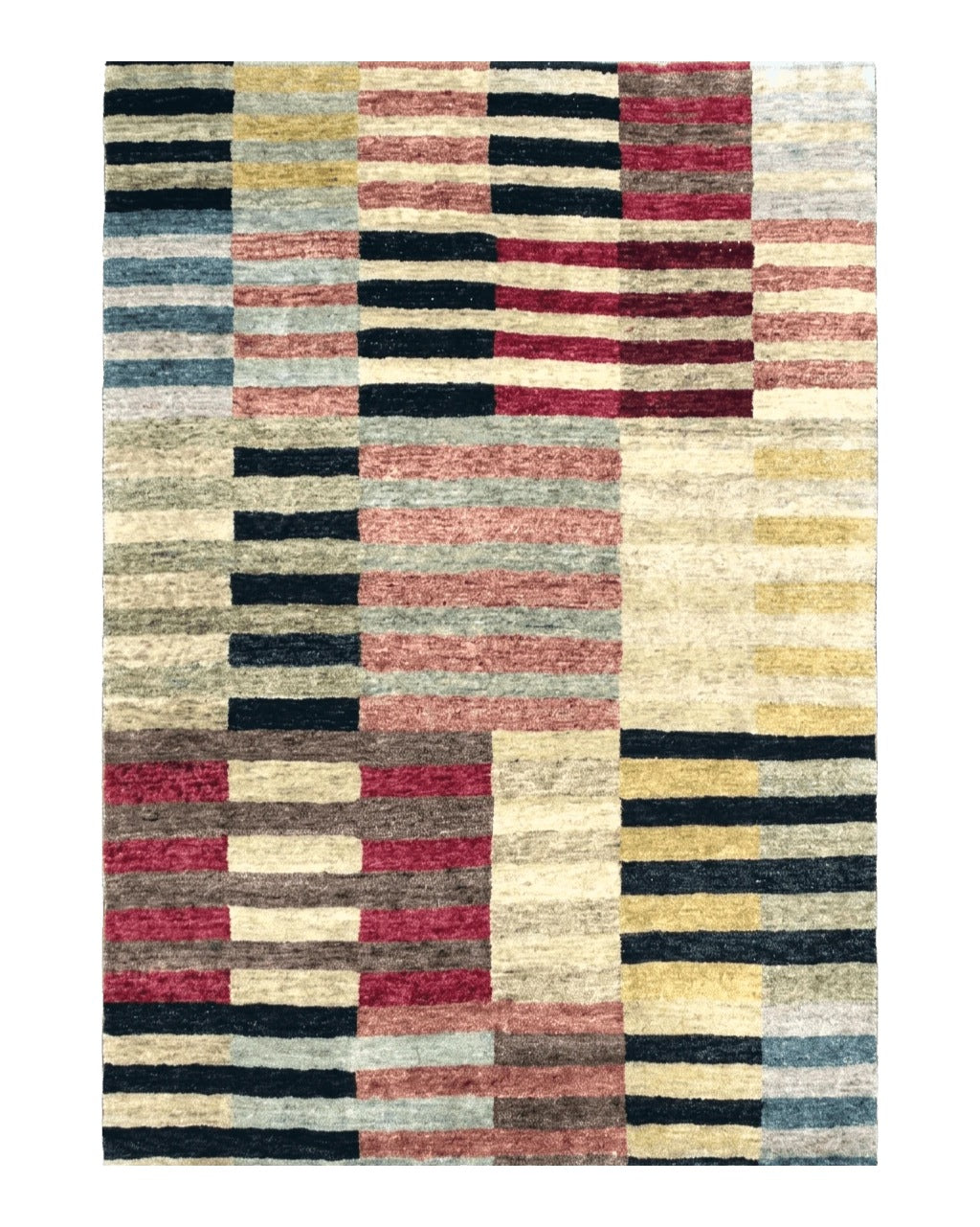 Modern Tibetan Rug 4' x 5' 9", Medium Sized Abstract Handmade Carpet, Hand-Knotted Soft Pile Wool Rug, Multicolor Contemporary Rug, Colorful - Jewel Rugs