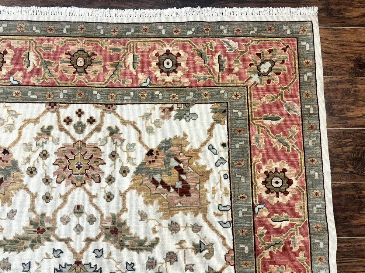 Flatweave Soumak Rug 6x9, Nourison Rug, Wool Handmade, Floral, Ivory - Jewel Rugs, view 8