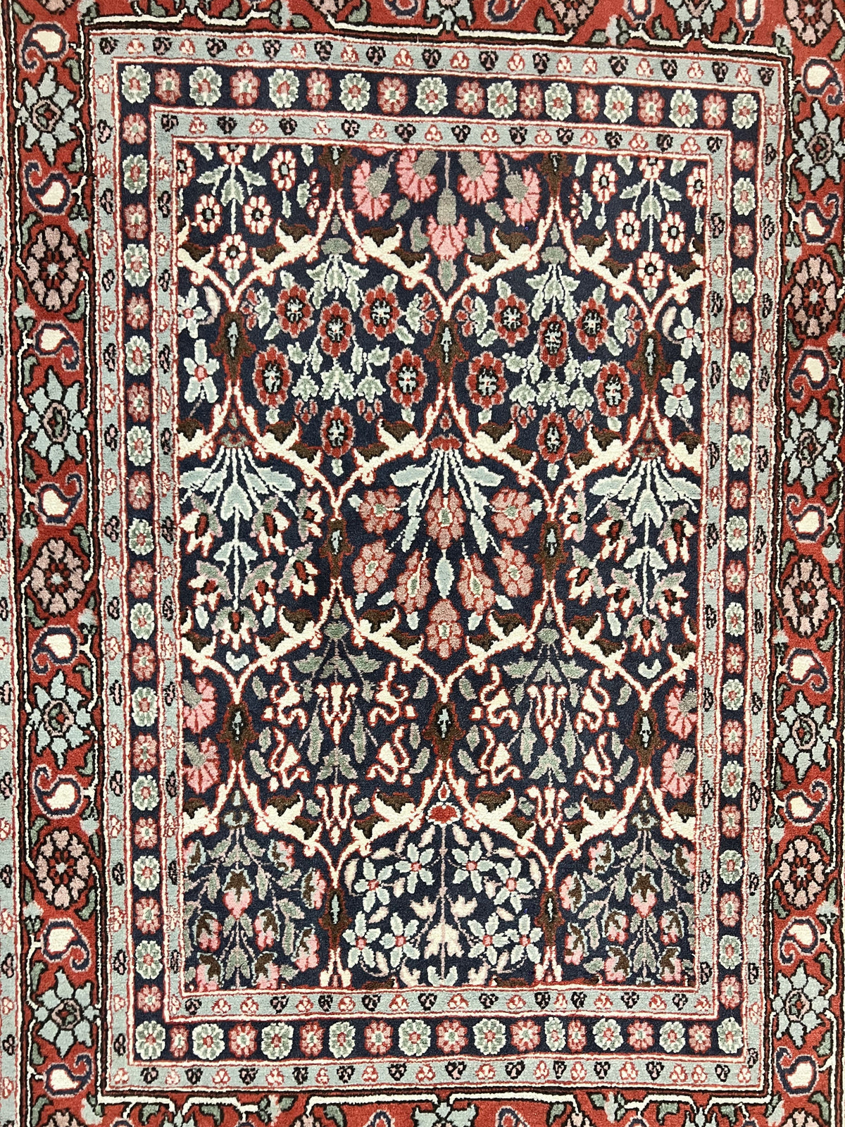 Pak Persian Rug 3x4, Wool Hand Knotted Vintage Traditional Carpet, Navy Blue & Red, Very Fine Small Handmade Floral Rug - Jewel Rugs, view 5