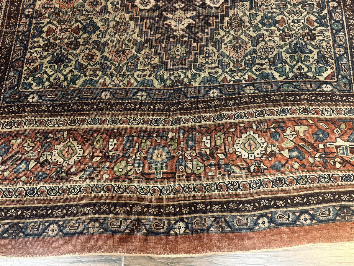 Antique Persian Bidjar Rug 8x15 – Navy Blue, Herati Pattern, Early 20th Century - Jewel Rugs, view 6
