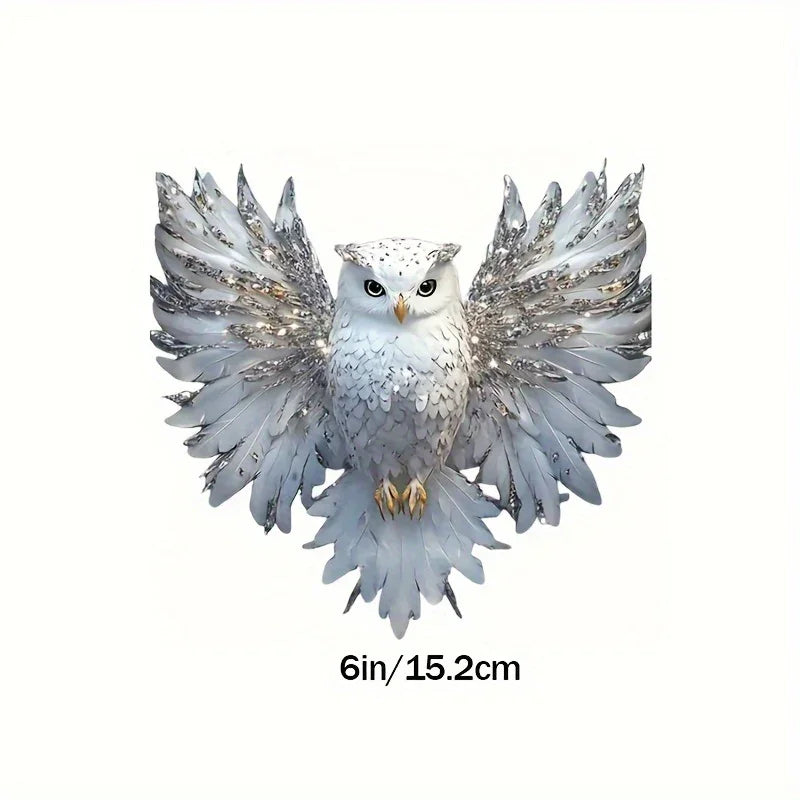 6-Inch White Owl Vinyl Decal Artistic Sticker for Cars and Laptops