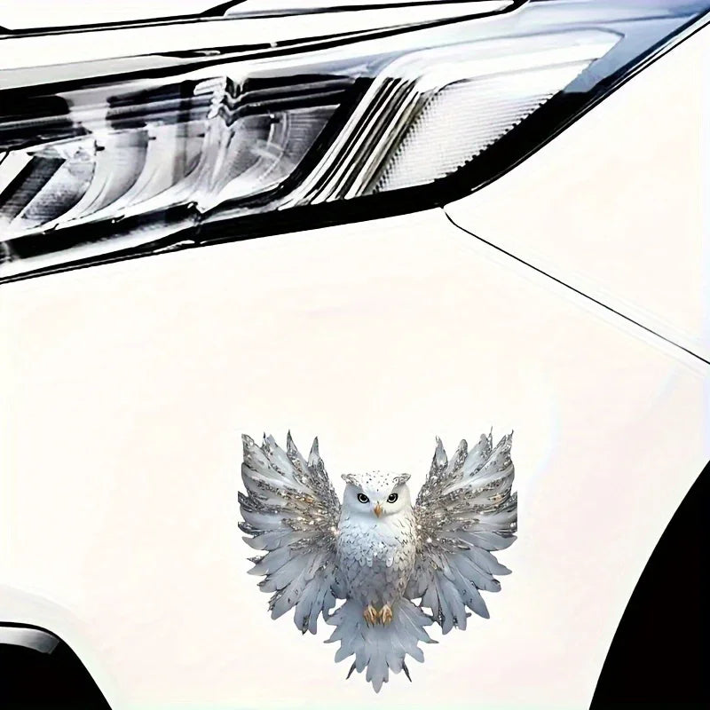 6-Inch White Owl Vinyl Decal Artistic Sticker for Cars and Laptops