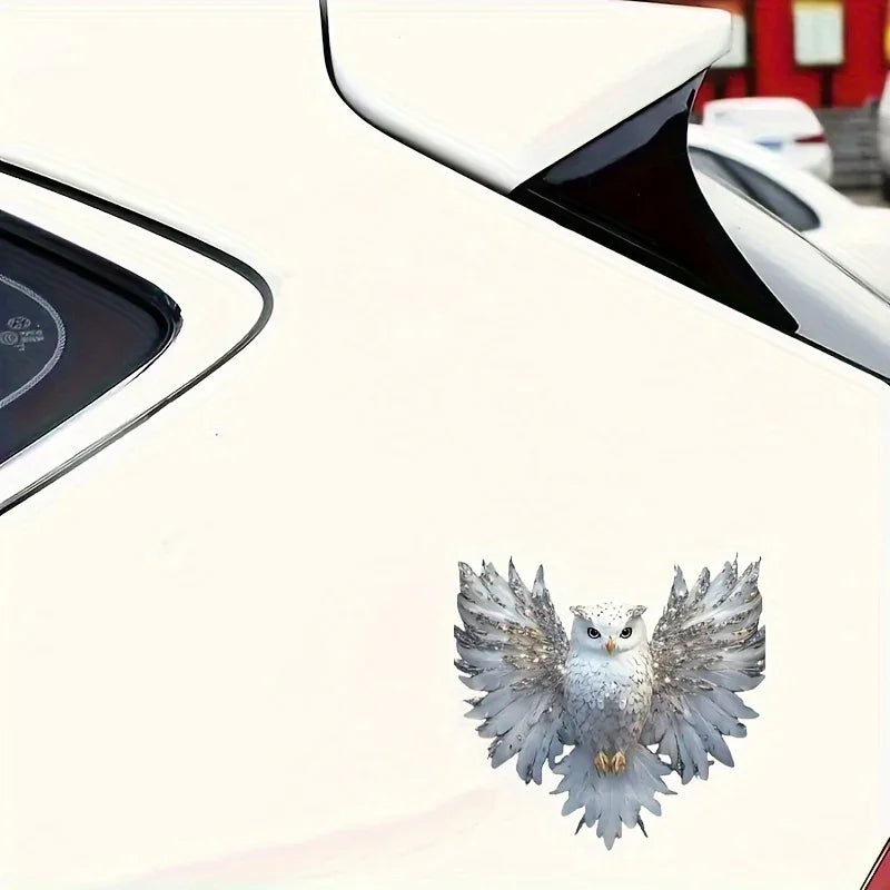 6-Inch White Owl Vinyl Decal Artistic Sticker for Cars and Laptops