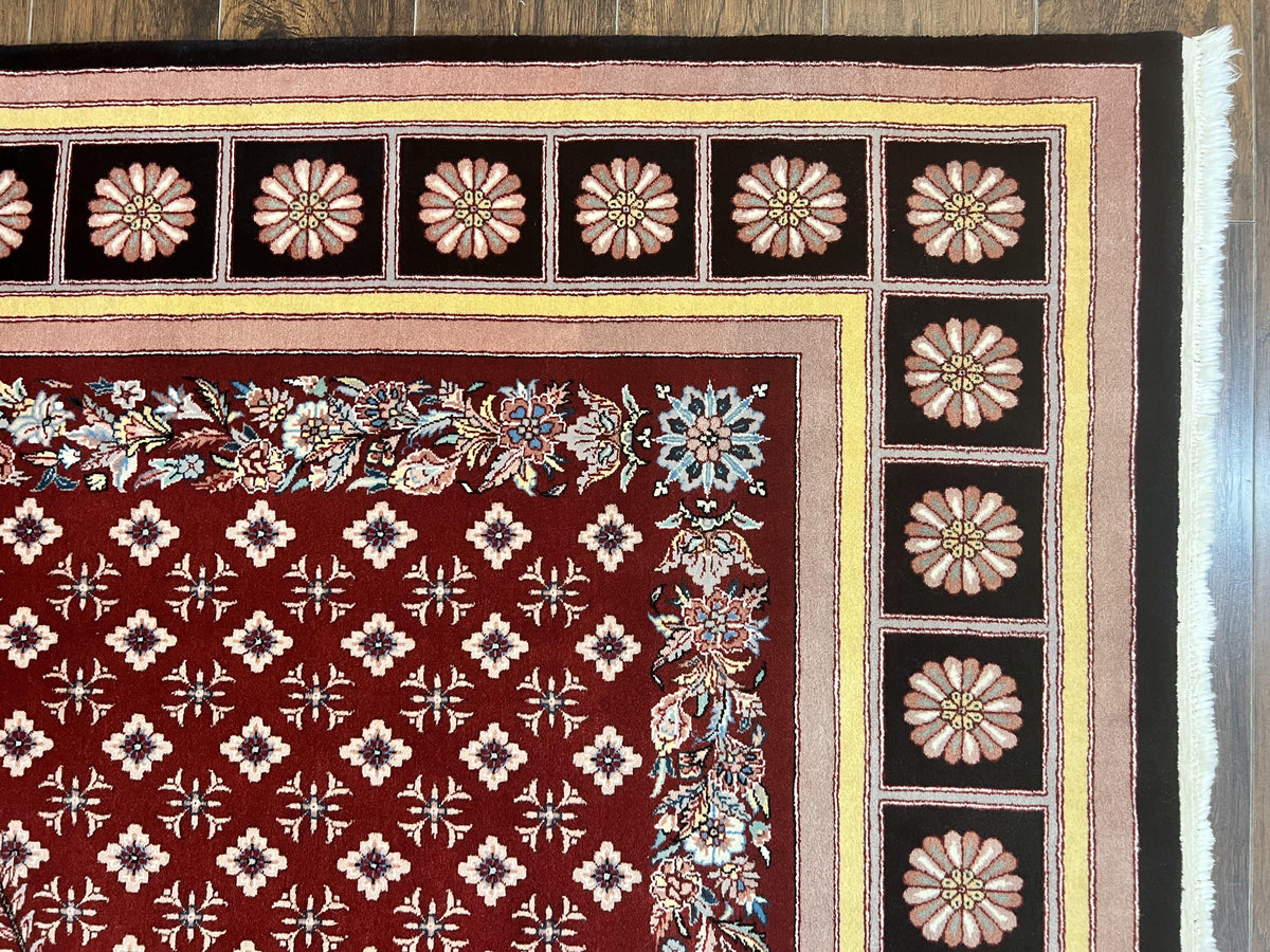 Pakistani Rug 6x9, European Aubusson Design, Wool Handmade Vintage Carpet, Dark Red, 6 x 9 Medium Sized Rug - Jewel Rugs, view 8