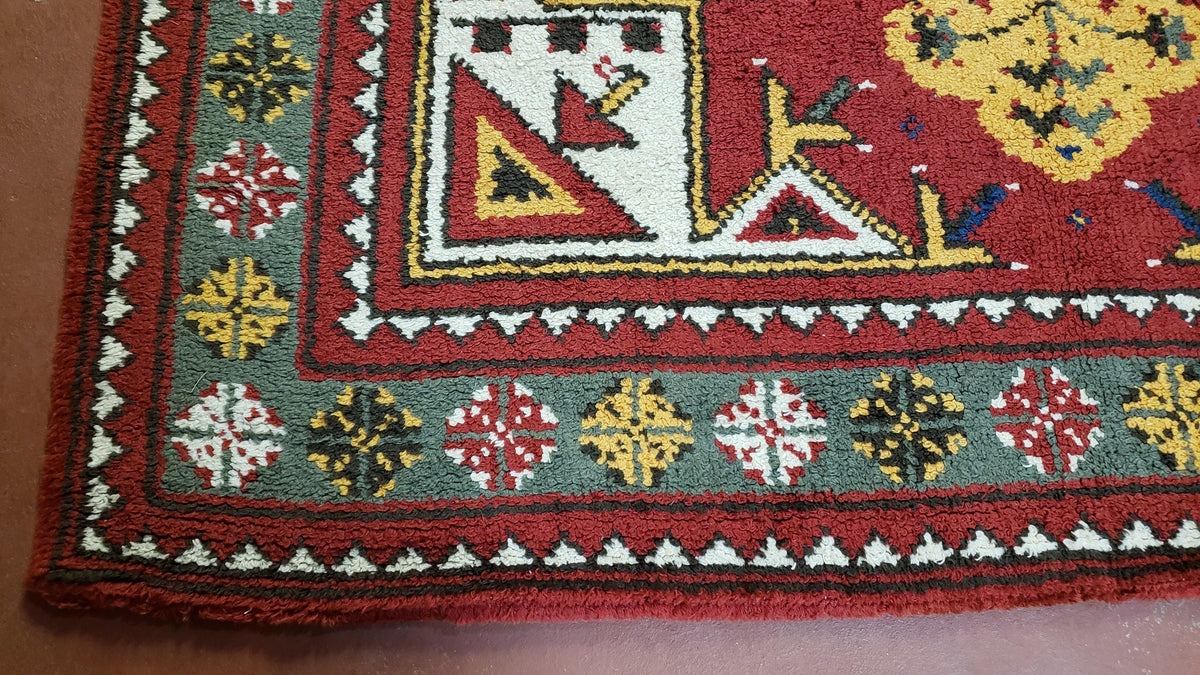 Colorful Moroccan Heriz Rug 6x9, Large Central Medallion, Red Yellow Blue - Jewel Rugs, view 7