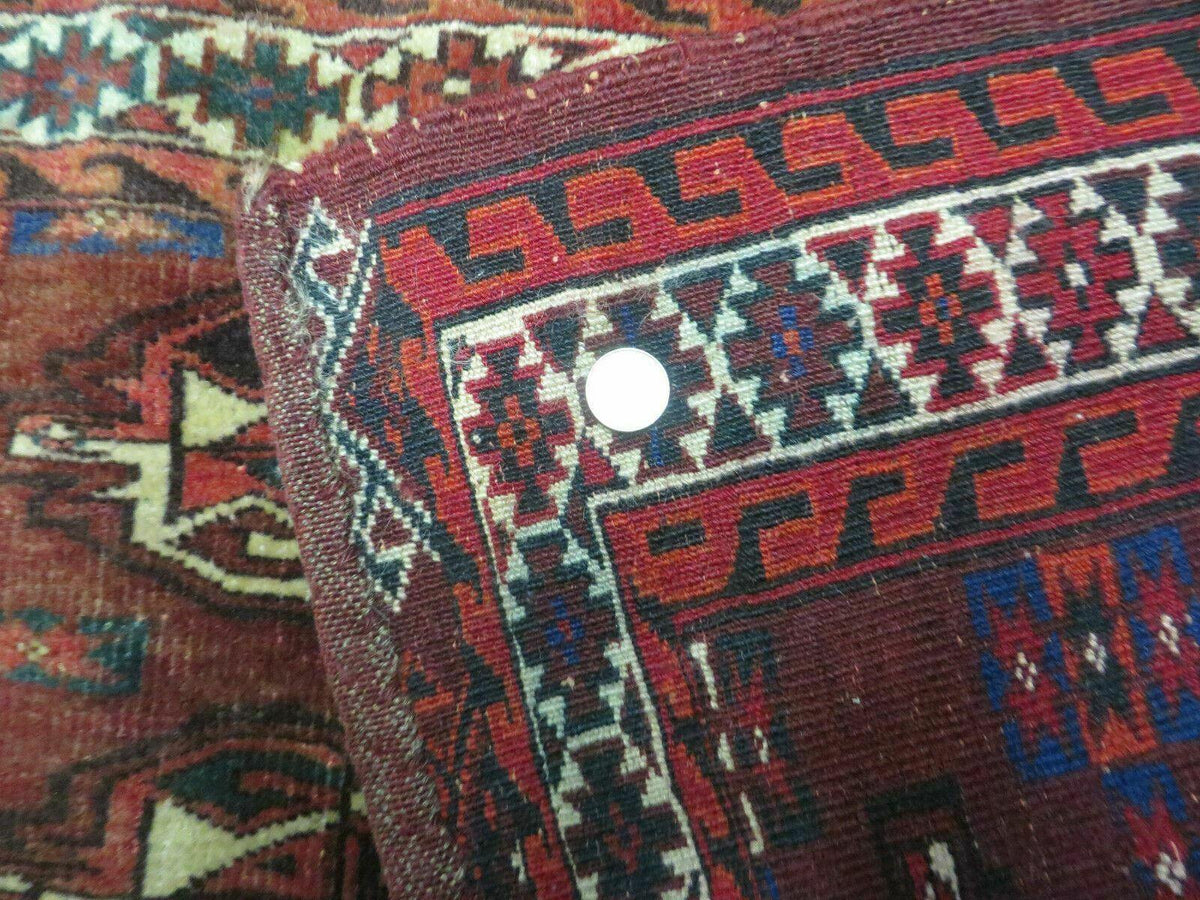 2.5' X 4' Antique Handmade Bokhara Turkoman Yamud Wool Rug Kilim Backing NICE - Jewel Rugs, view 7