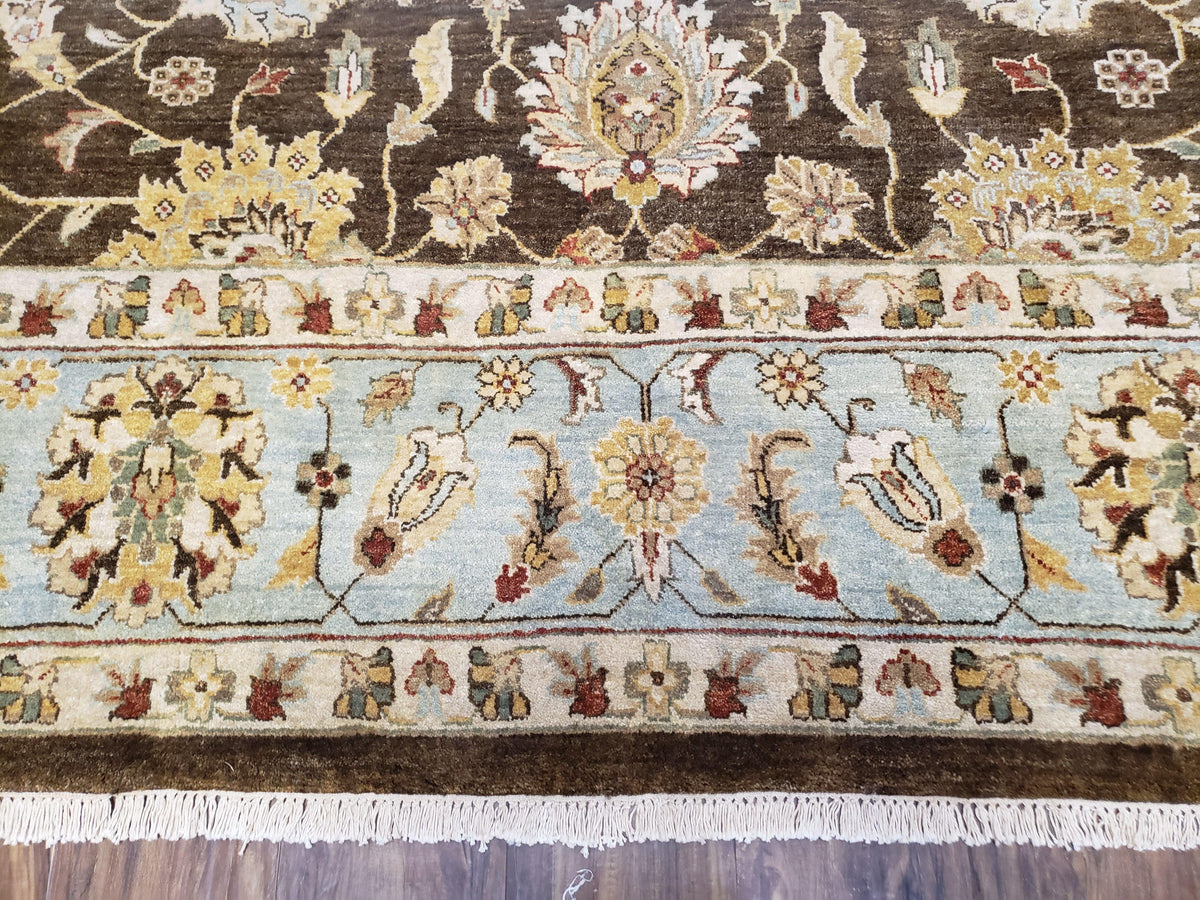 9x12 Vintage Handmade Wool Rug Carpet Indo Mahal Oushak Nice Brown Blue - Jewel Rugs, view 5