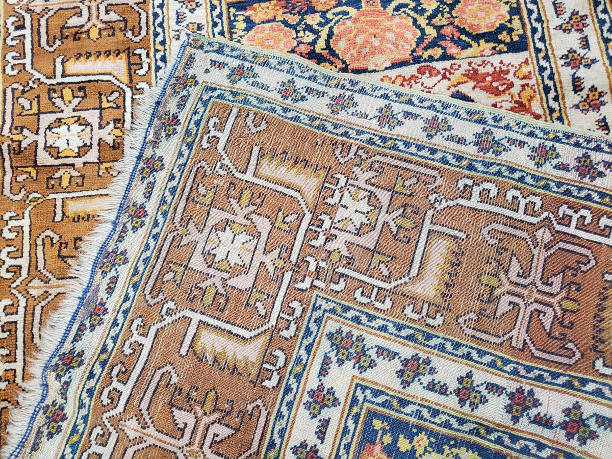 Antique Turkish Anatolian Ghiordes Prayer Rug, Twin Mihrabs, Rare Collectible Oriental Rug, Early 20th Century Prayer Rug, 3'9" x 5'2" - Jewel Rugs, view 11
