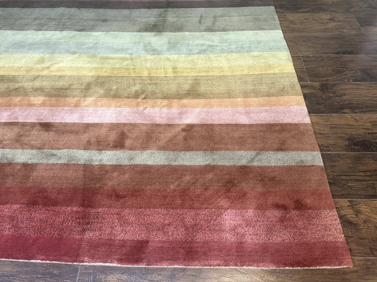 Modern Persian Gabbeh Rug 8x10, Multicolor Stripes, Soft Thick Wool Pile - Jewel Rugs, view 9