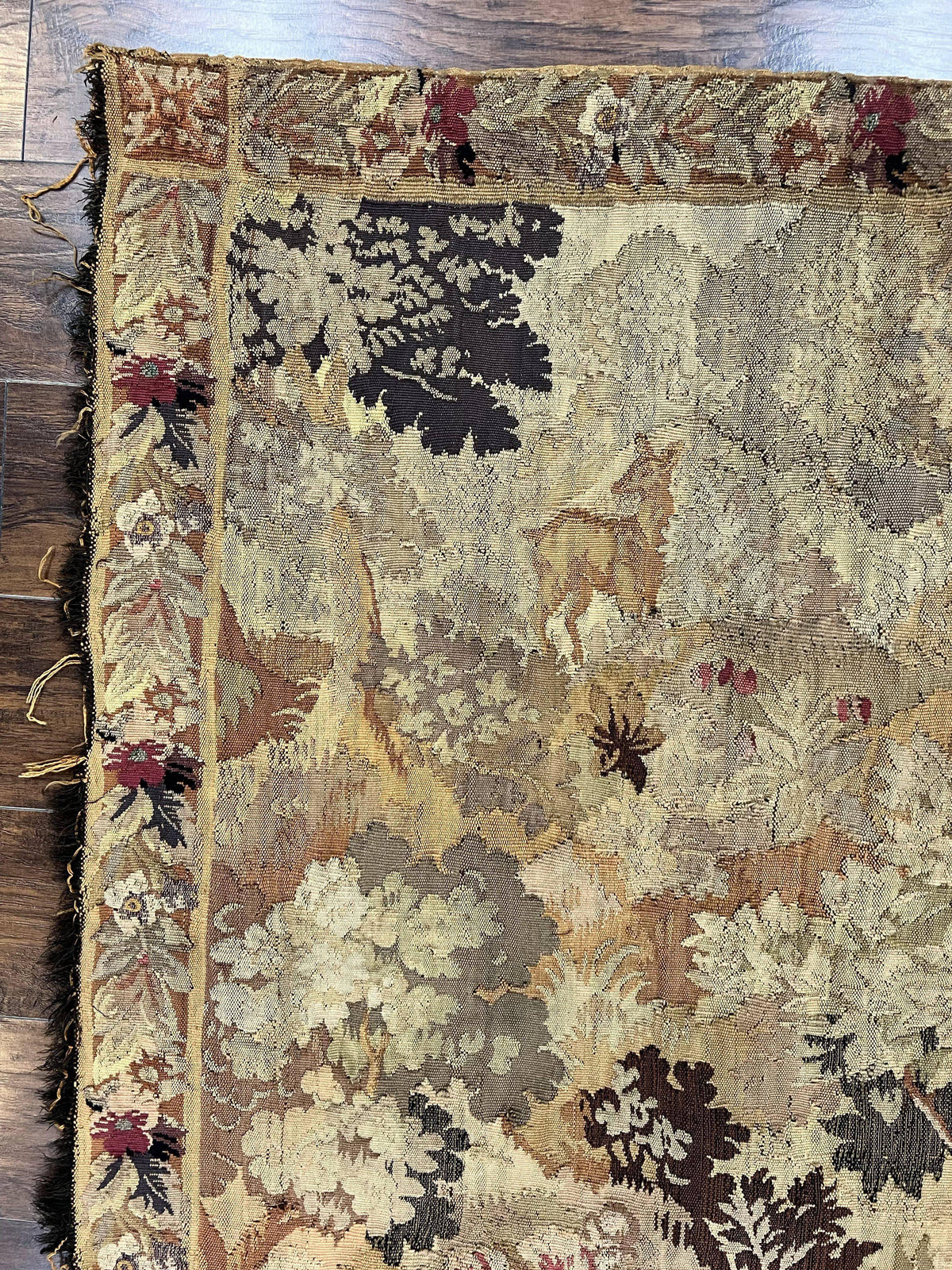 Antique French Tapestry 6x5 ft, European Handmade Wool Aubusson Weave Vintage Tapestry - Jewel Rugs, view 6