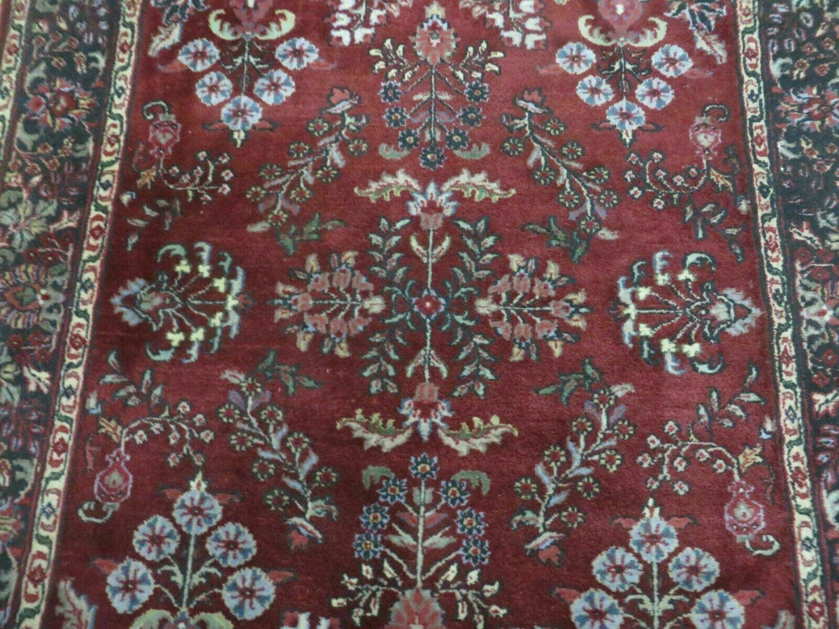 4' X 6' Vintage Handmade Fine India Jaipur Floral Oriental Wool Rug Red Nice - Jewel Rugs, view 4