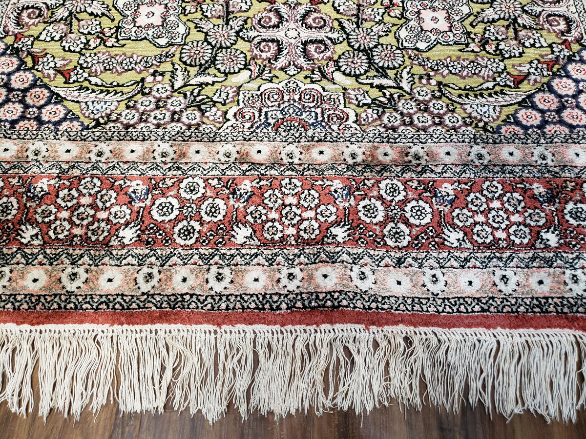 5x8 Indian Kashmiri Silk Rug with Gold Threads - Jewel Rugs, view 13