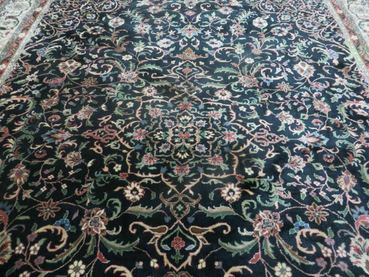 Indo Persian Rug 8x10, Wool Handmade Floral Carpet - Jewel Rugs, view 12