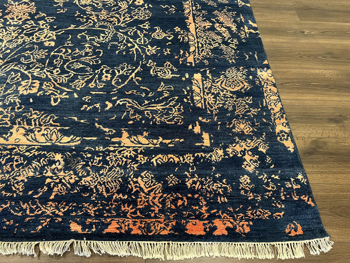 Area Rug 8x10 High Quality Handmade Oriental Carpet, Modern Contemporary Rug, Rug for Living Room, Wool Rug, Blue and Gold, Pakistani Rug - Jewel Rugs, view 10