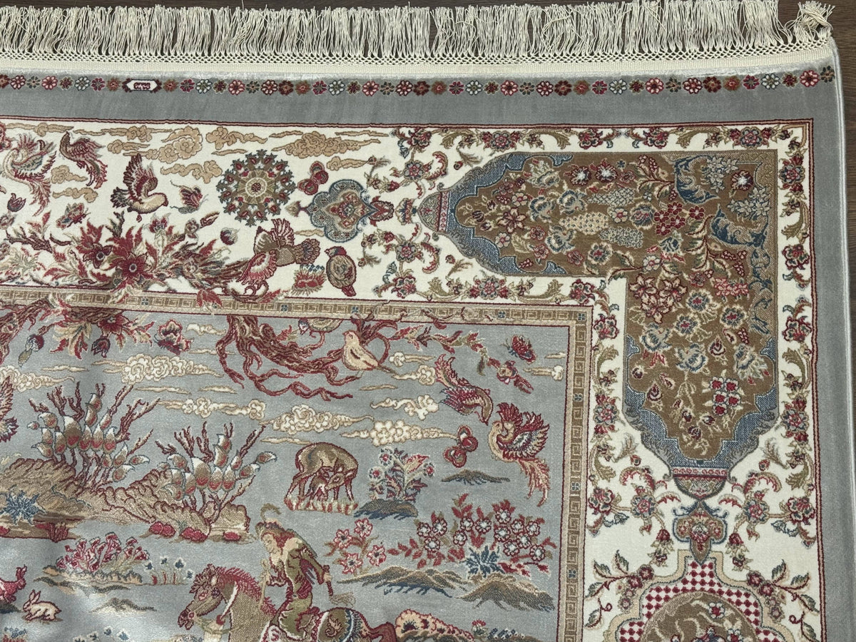 Turkish Silk Rug 5x7, Hunting Design, Animal Pictorials, Bamboo Silk - Jewel Rugs, view 8