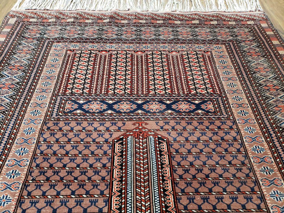 Vintage Turkoman Bokhara Rug 4x6, Four Seasons Pakistan Bukhara Turkmen Engsi Yamud Carpet, Fine Tribal Rug, Wool, Hand-Knotted, Brown, Nice - Jewel Rugs, view 4