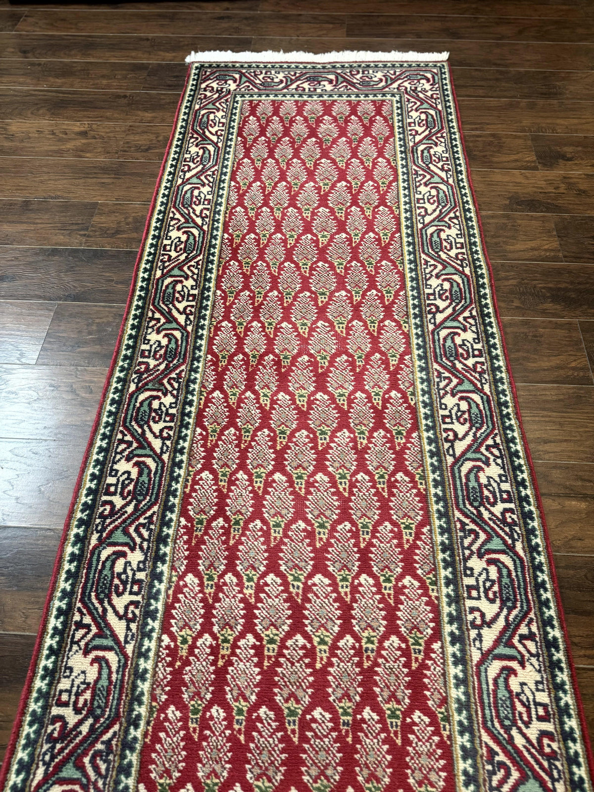 Persian Tabriz Runner Rug 3x16, Paisley Boteh Design, Red and Cream, Rug for Hallway, 16ft Wool Runner - Jewel Rugs, view 10