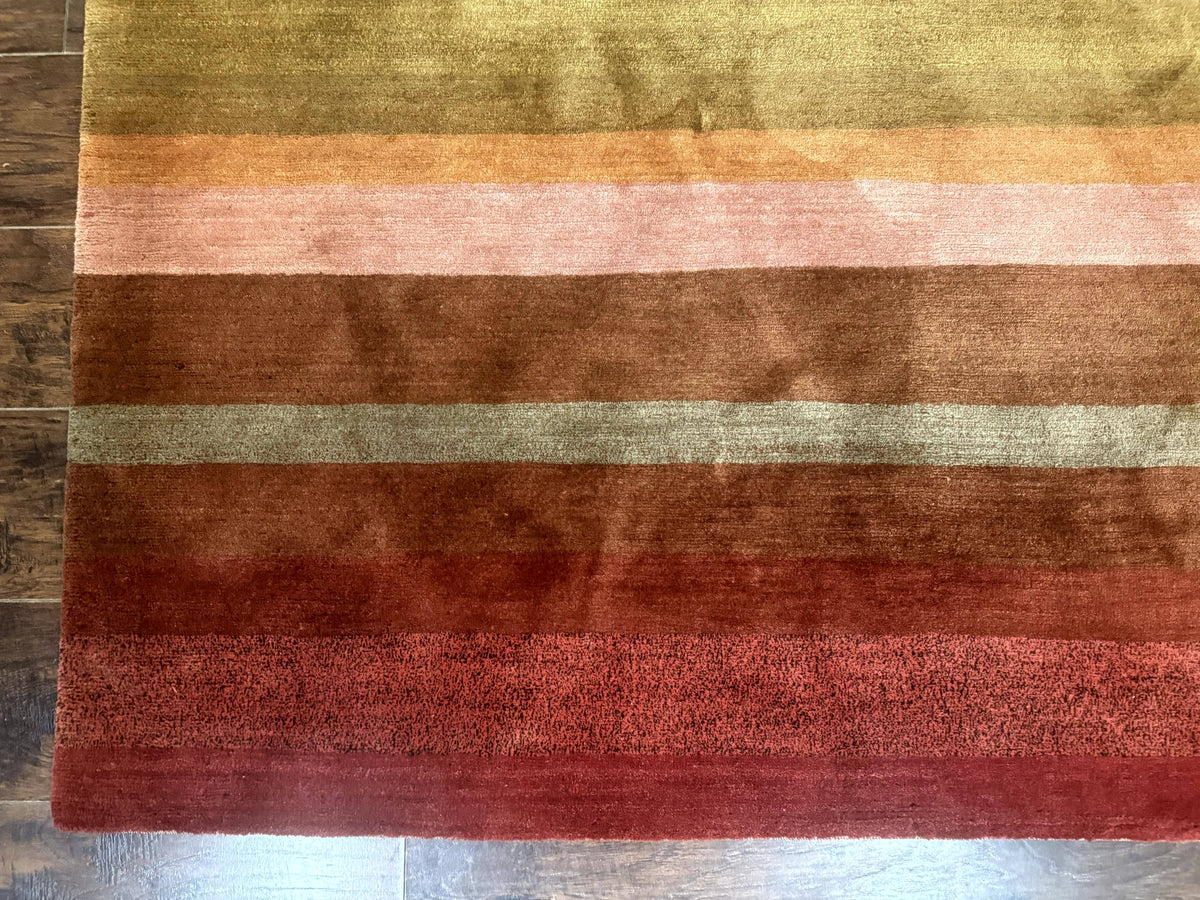 Modern Persian Gabbeh Rug 8x10, Multicolor Stripes, Soft Thick Wool Pile - Jewel Rugs, view 8