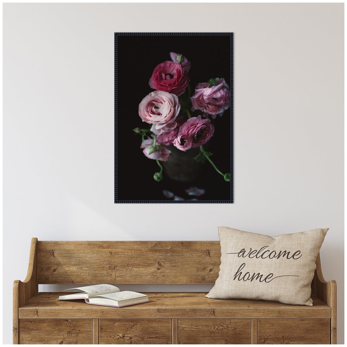 Sylvie Moody Dark Pink Floral Bouquet Framed Canvas by Kristy Campbell