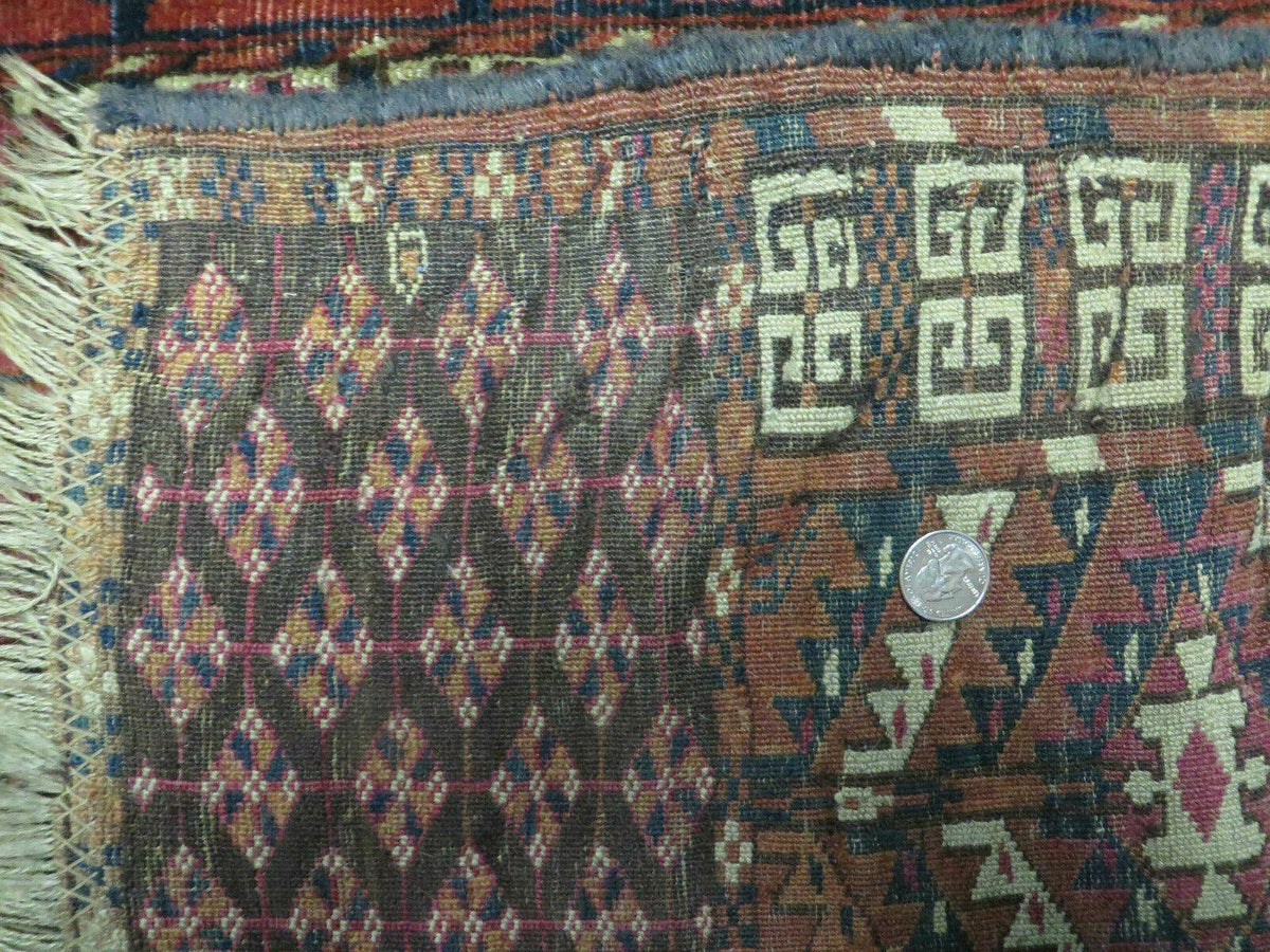 Antique Turkoman Ensi Wool Rug 4x5 - Jewel Rugs, view 10