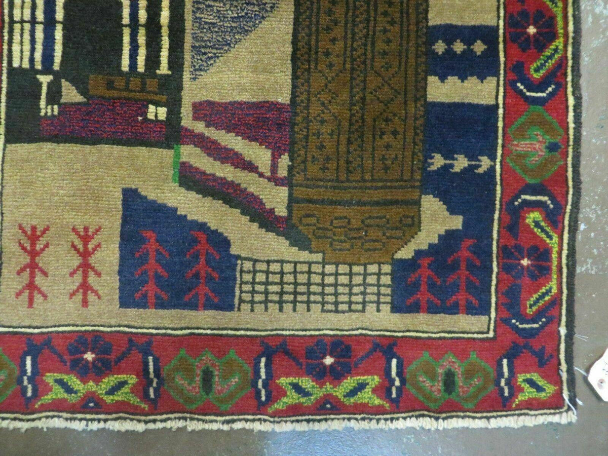3' X 4' New Vintage Handmade Afghan Balouch Tribal Wool Pictorial Rug # 281 - Jewel Rugs, view 9