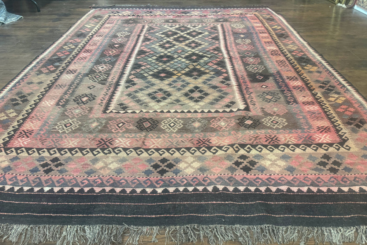Persian Kurdish Kilim Rug 8x10, Large Flatweave Tribal Bohemian Rug, Vintage Zarand Kilim - Jewel Rugs, view 2