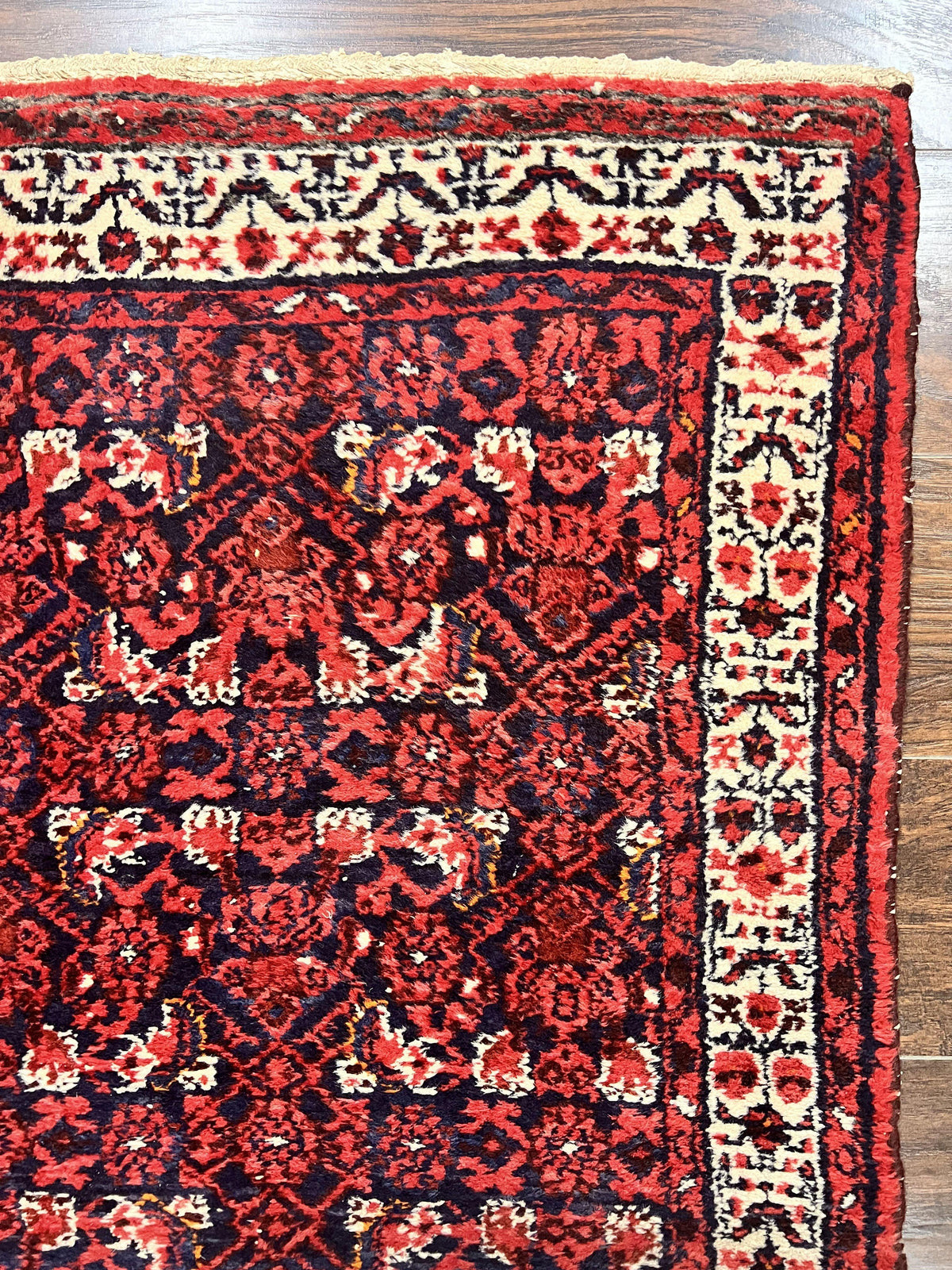 Persian Tribal Runner 3 x 9, Hamadan Dargazin Rug, Dark Blue and Red Wool Hand Knotted Hallway Rug, Vintage Antique Oriental Runner, 9ft Long Runner, Herati - Jewel Rugs, view 8