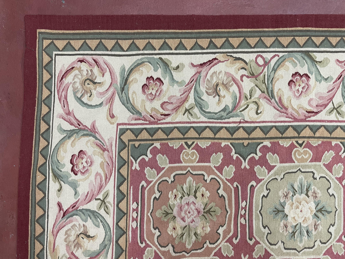 Square Aubusson Rug 9x9, Panel Design, European French English Carpet, Wool - Jewel Rugs, view 9