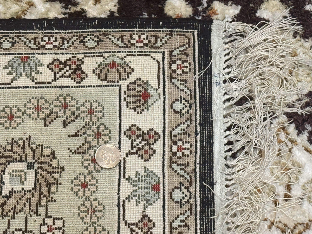 Indian Kashmiri Silk Rug 10x14, Floral Medallion - Jewel Rugs, view 10
