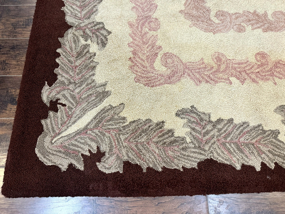 American Hand Hooked Rug 9x12, Vintage Aubusson Carpet, Wool - Jewel Rugs, view 8