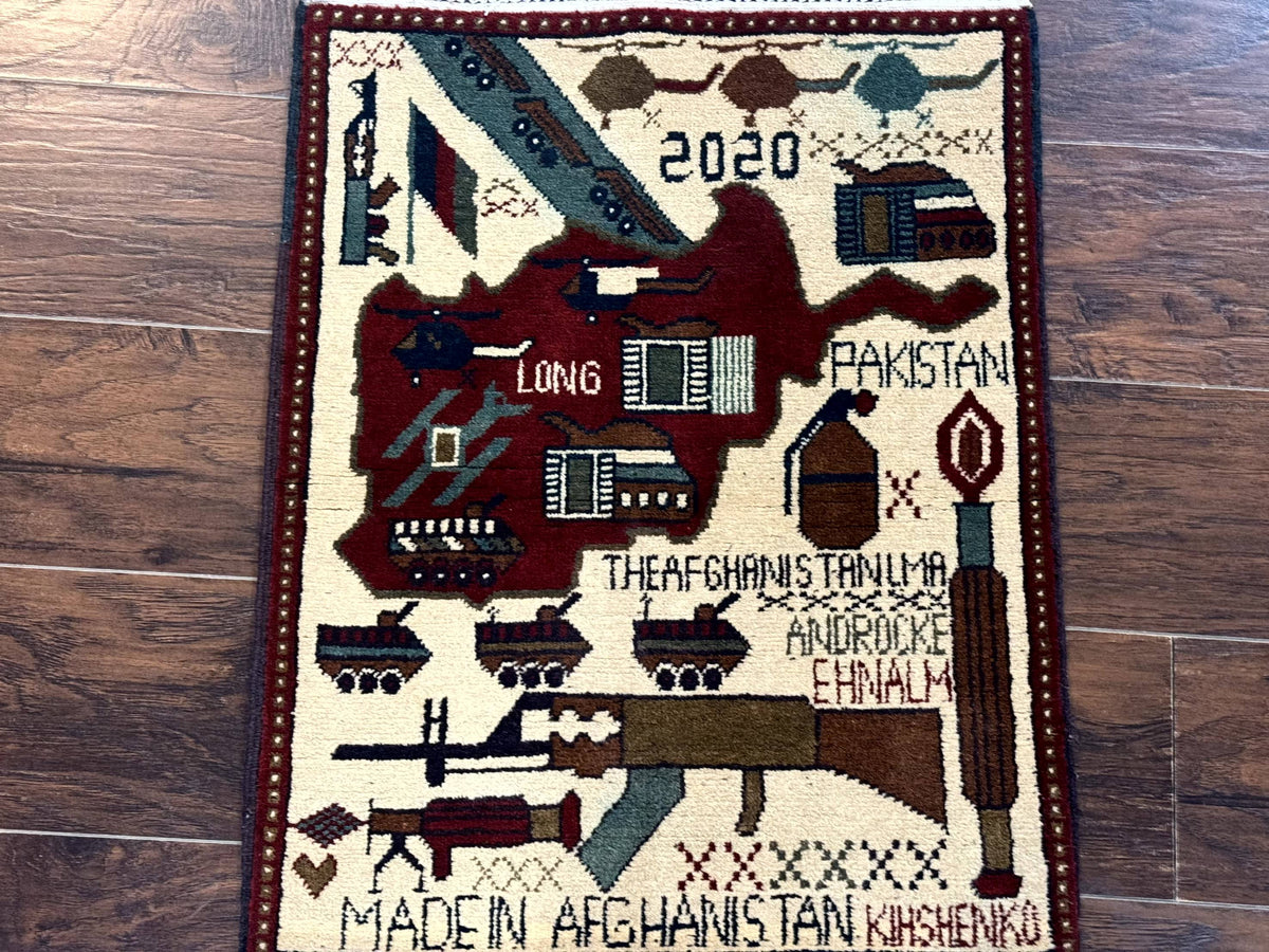 Afghan War Rug 2 x 2.6, Guns Tanks Helicopters - Jewel Rugs, view 3