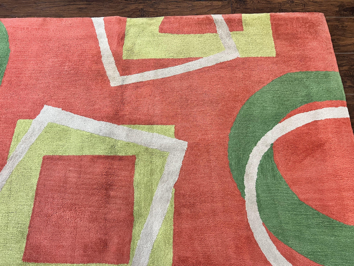 Abstract Rug 6x9, Modern Contemporary Rug, Red-Orange Green - Jewel Rugs, view 8