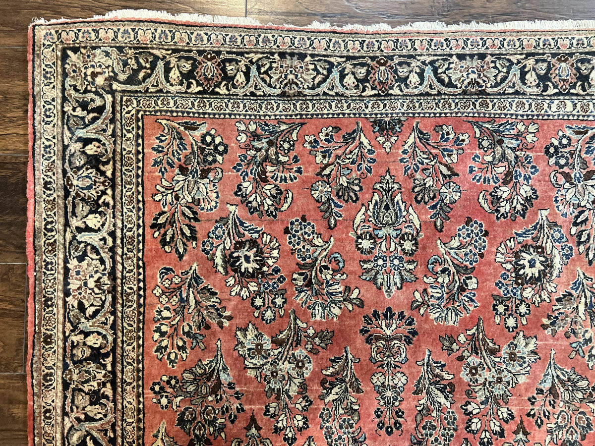 Antique Persian Sarouk Rug 4x7, Hand Knotted Wool Red Persian Carpet, Floral, Fine 300 KPSI - Jewel Rugs, view 6