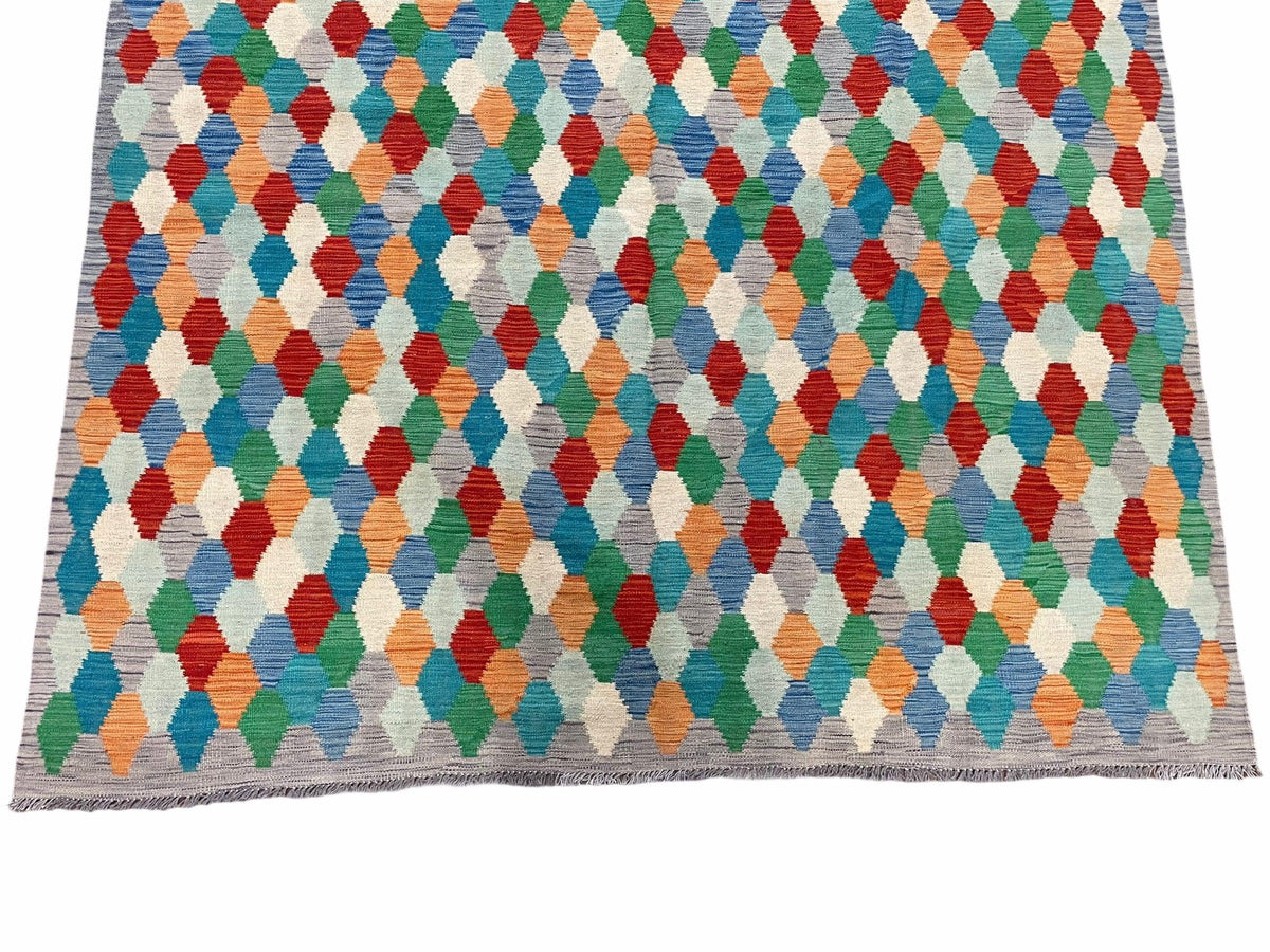 6.5 x 9.5 Colorful Chobi Kilim Rug 6 x 9 Multicolor Turkish Kilim Rug 7x10 Chobi Kilim Rug Playroom Rug Wool Kilim Rug 6x9 New Tribal Kilim - Jewel Rugs, view 7