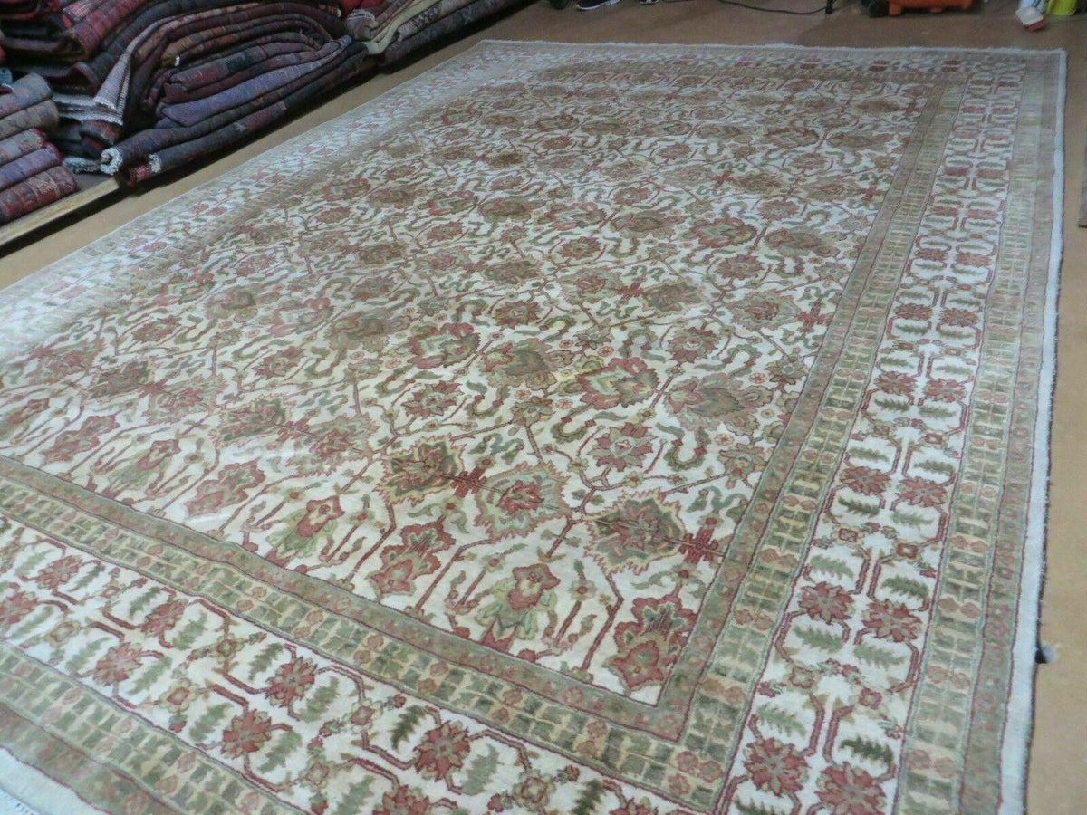 8' 5" X 12' Handmade India Agra Floral Oriental Wool Rug Tea Washed Carpet Nice - Jewel Rugs, view 2