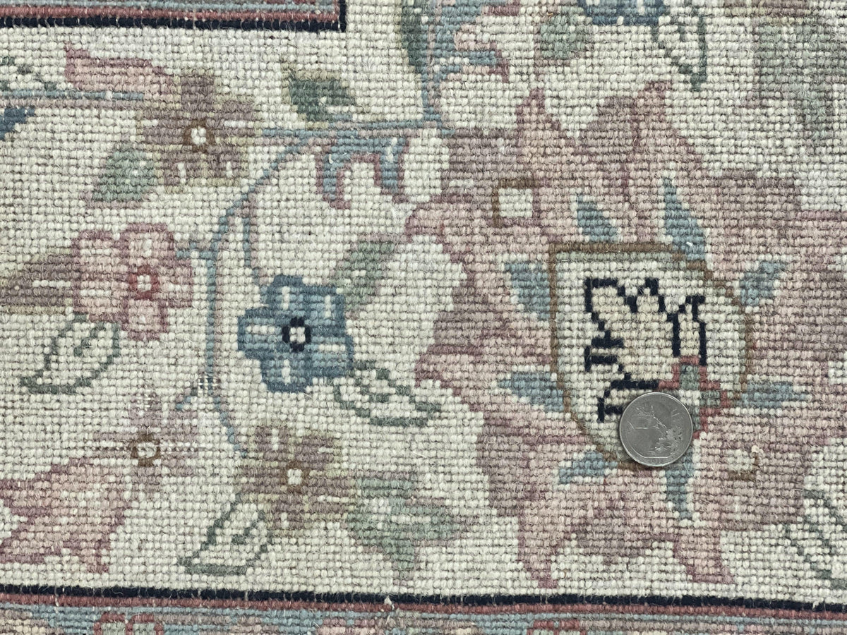 Indo Persian Rug 9x12, Navy Blue and Ivory/Cream, Floral Allover, Wool Vintage Handmade Carpet - Jewel Rugs, view 12