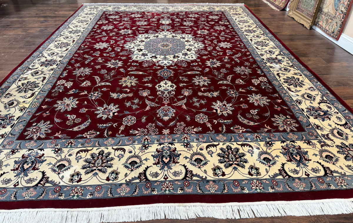 Pak Persian Rug 9x12, Maroon and Ivory, Wool Handmade Vintage - Jewel Rugs, view 2