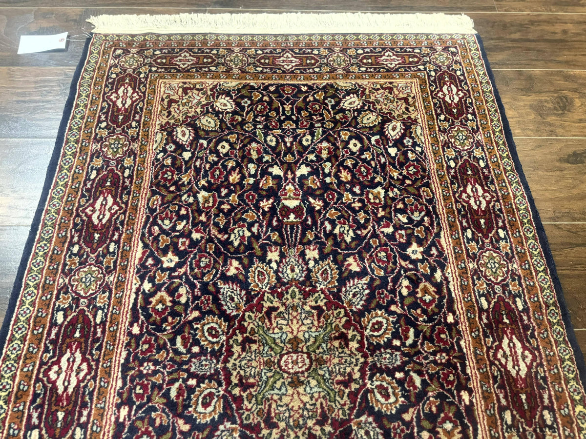 Indo Kashmiri Rug 3x5, Navy Blue, Very Fine 400 KPSI, Pair B - Jewel Rugs, view 13